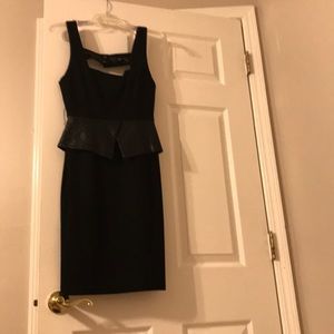 Alice and Olivia black faux leather peplum dress